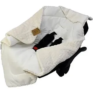 DANKAEinschlagdecke für Babyschale, Kinderwagen, Kindersitze und Maxi Cosi - Baby Decke für Neugeborene, 80x80cm, mit Kapuze und Klettverschluss für Winter und Sommer, ganzjährig - Beige - Beige