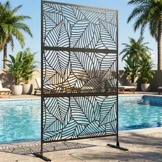 GarveeHome Paravent Raumteiler mit Ständer 183 x 40 x 120cm, Verzinkter Stahl Gartensichtschutz, Dekorativer Trennwand Sichtschutz Raumteiler für den Außenbereich, Hinterhof, Balkon, Terrasse, Garten