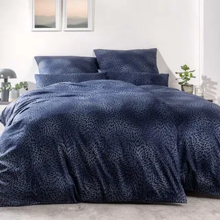 Estella Mako-Satin Bettwäsche 135x200 Naoko indigo Punkte Tupfen blau 7569-606 - Blau