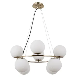 Hängelampe, weiß, Kugeln, Marke Larosa, braun, antik, 8 Fassungen E14, 5 Watt, Glas, Abmessungen: 85x65x65 cm, Schutzart IP20, Hersteller: Italux - Gold