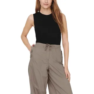 ONLY Damen Geripptes Cropped Top Kurzes T-Shirt Rundhals Oberteil Ärmellos ONLMAJLI