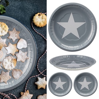 Gebäckteller "Stern" 4er Set Adventszeit | Ø26cm Metall Weihnachts-Motive | Dekoteller Servierplatte Kekse Gebäck (1 x 4er Set Gebäckteller "Stern")