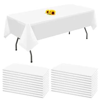 20 Packungen Einweg-Tischdecken Weiß rechteckige Kunststoff-Tischdecke 137 cm x 274 cm Premium-schmutzabweisende/wasserdichte Tischdecken für Geburtstag,Hochzeit,Party,Grillen,Picknick-Dekoration