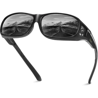 Polarisierte Sonnenbrille UV400 Schutz Überbrille Transparent Braun Blue Uni Fit-over M Größe
