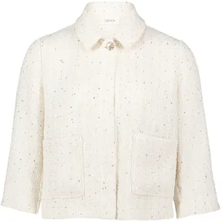 Jackenblazer CARTOON "Tweedblazer mit Taschen", Damen, Gr. 44, weiß (cream, nature), Obermaterial: 100% Polyester PES., Blazer Jackenblazer
