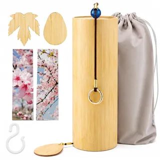 Bambus Windspiel, Zen Klangspiel für Meditation & Garten D-Akkord | Natürliches bambus, sanfte klänge, zen atmosphäre, wetterfeste außendeko, für yoga terrasse garten und entspannte momente