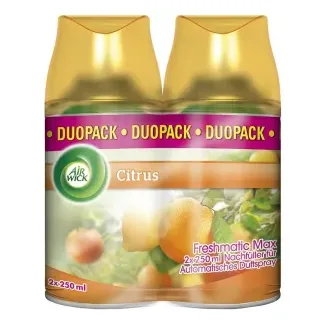 AIR WICK Freshmatic Max Nachfüller, 2 x 250 ml, Nachfüllduft passend für Freshmatic Max Complete Spender, Citrus
