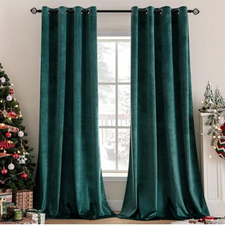 MIULEE Grün Samtvorhang Ösen 2er Set 140X200, Blickdichte Vorhänge Samt für Deko Schlafzimmer Wohnzimmer, Wunderschön Weich Vorhang Verdunkelung Velvet Curtains, Verdunkelnd Samt Gardinen Blickdicht