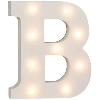 Out of the Blue 57/6075 - Holz Buchstabe "B" beleuchtet mit 9 LED Lichtern, batteriebetrieben, ca. 16 cm, 16 x 3 x 16 cm