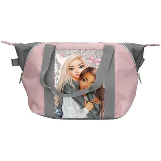 DEPESCHE 13321 TOPModel My BFF - Sporttasche in Rosa und Grau, mit Model Motiv und Glitzer, Tasche mit verstellbarer Form für mehr Platz
