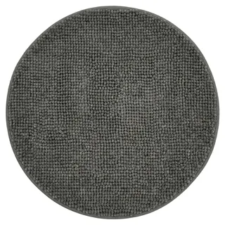 NYVI Badematte NYVISpa Chenille Badteppich Ø 60 cm Rund Grau | Rutschfest, Saugstark, Schnell Trocknend, Fußbodenheizung geeignet, OEKO-TEX, Waschbar, Weich