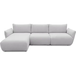 DOMO. collection Ecksofa Minas, Modulsofa in L-Form mit Taschenfederkern und attraktiver Biese-Naht, Sofa, Polsterecke, Eckcouch 276 x 168 x 79 cm (BxTxH), hellgrau