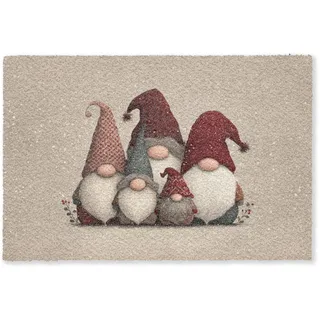 MuchoWow Fussmatte Wichtel - Weihnachten - Schnee - Zipfelmützen Türmatte 180x120 cm , Beige , Kunststoff , Rechteckig , 180x0.4 cm , Teppiche und Böden, Schmutzfangmatten, Fußmatten