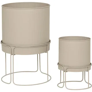 Atmosphera Createur d ́interieur Blumentopf Metall Aze Ø 30 cm 2er-Set , Beige , 28.5x26x28.5 cm , Dekoration, Blumen & Blumentöpfe, Übertöpfe