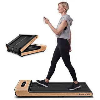 Sportstech WoodPad_Pro_LWD klappbar, 8 km/h, leise, App, bis 120 kg - Hellbraun