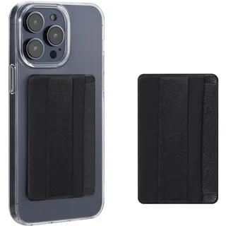 kwmobile 2X Stick-on Kartenhalter für Smartphones - Kunststoff Halter mit Halteband - 57 x 90 mm - Platz für bis zu 4 Karten - Schwarz