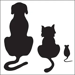 Ambiance-Live Wandtattoo Hund, Katze und Maus, 75 x 75 cm, Bordeaux