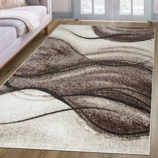 OTTO home Teppich »Tritom« rechteckig 9 mm Höhe mit besonders weichem Flor, Kurzflor, modernes Wellen Muster,