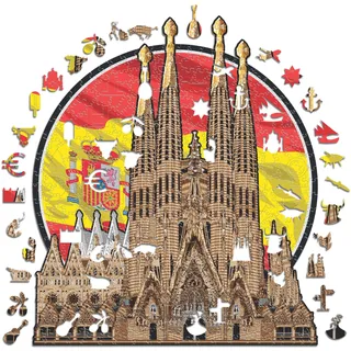 Iconic Puzzles, Sagrada Familia, 100% ökologisch nachhaltiges Holzpuzzle mit offizieller Lizenz, Größe S, 150 Teile
