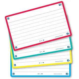 Oxford Karteikarten A7 Sortierte Lernkarten, Klein, Liniert 75x125mm