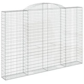vidaXL Gabione mit Hochbogen 300x30x200/220 cm Verzinktes Eisen - Silber