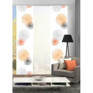 Flächenvorhang Rawlins, 3-Tlg. , Orange , Textil , Abstraktes , 60x245 cm , Seidenoptik, mit Paneelwagen, mit Metallabschlussleisten, mit Beschwerungsstab , Heimtextilien, Vorhänge, Flächenvorhänge