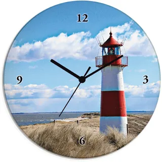 Artland Wanduhr »Leuchtturm Sylt«, wahlweise mit Quarz- oder Funkuhrwerk, lautlos ohne Tickgeräusche, blau