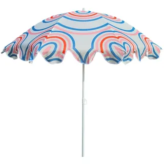 Sonnenschirm Strandschirm UV 30+ Balkonschirm blau Kreise Streifen - Blau