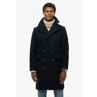 Superdry für Herren. M5011884A Merchant Langer marineblauer Mantel (L), Lässig, Wolle, Klassisch