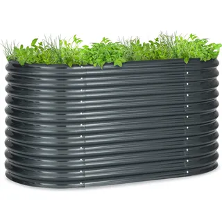 Blumfeldt Hochbeet, Großes Kräuterbeet Einfacher Aufbau, Hochbeet Garten & Balkon, Freistehendes Gemüsebeet für Blumen, Obst & Gemüse, Hochbeet aus Metall, Gartenbeet 160 x 80 x 80 cm, Hochbeet Grau - Grau