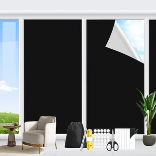 Muyohix Verdunklungsrollo Ohne Bohren 300 × 147 cm, Fenster Verdunkelung Oxford, Tragbare Temporäre Verdunkelungsvorhang, Verdunklungsstoff Dachfenster Sonnenschutz für Schlafzimmer, Reisen
