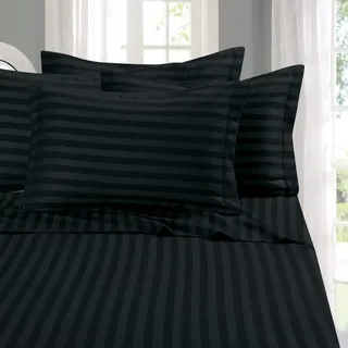 Eleganten Komfort Best, Weichsten, coziest 6 Tabelle Sets. – 1500 Fadenzahl Ägyptische Qualität Luxuriöse knitterfrei 6 Damast Streifen Bed Sheet Set, California King schwarz