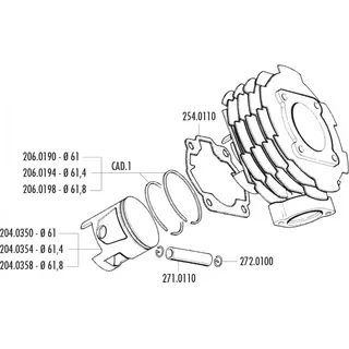 Kolben Satz Polini 152ccm 61,8mm für Vespa T5 125 Classic