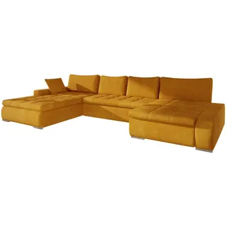 Mirjan24 Eckcouch U-Form Textil 7-Sitzer Gelb
