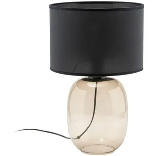 Tischlampe Tischleuchte Glas Stoff E27 48 cm Ø 30 cm rund in Topas Schwarz