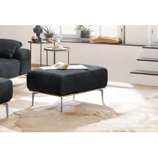 W.Schillig Polsterhocker »run« mit elegantem Holzsockel, Füße in Silber matt, Breite 75 cm schwarz