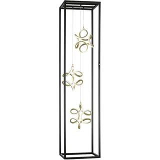 Fischer & Honsel | Stehleuchte, Gesa | schwarz matt| blattgoldfarben| L: 35,00 cm, B: 35,00 cm, H: 140,00 cm| stufenlos dimmbar| 3x LED 14,0 Watt 3000 | 5400 lm| EEG: F| 40425