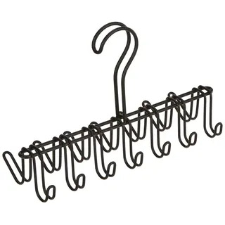interDesign iDesign Classico Krawattenhalter, Bügel aus Metall mit 14 Haken für Gürtel und Krawatten, mattschwarz, 26.0 cm x 9.5 cm x 17.1 cm