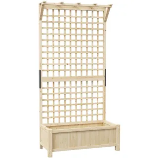 Outsunny Hochbeet Pflanzkasten mit Rankgitter, Holz , Naturfarben , 79 L , 45x183x90 cm , Gartenzubehör, Hochbeete