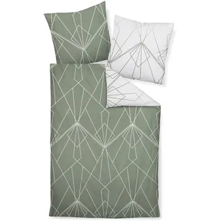 Janine Mako-Satin-Bettwäsche J.D. 155x220 cm + 80x80 cm salbeigrün-Jade