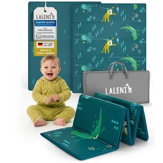 Laleni Krabbelmatte Baby 150x180x1 cm - wasserdichte Spielmatte Baby faltbar - isolierende Bodenmatte Kinder - weich & schützt vor kaltem Untergrund - Krabbeldecke outdoor & indoor - Wasser-Motiv