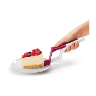 Metaltex Tortenheber mit Schieber, Kuchenheber zum Servieren von Torten und Kuchen, Material: Kunststoff, weiß/fuchsia