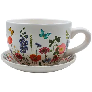 Dekohelden24 Blumentopf 20 x 15 x 12 cm Blumenwiese