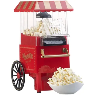 Rosenstein & Söhne Popkornmaker: Retro-Heißluft-Popcorn-Maschine, Miniatur-Rollwagen-Optik, 1.200 Watt (Popcorn Automat, selbermachen, Pfannen)