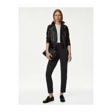 Womens M&S Collection Jersey Slim Fit Ankle Grazer Trousers  - Dark Navy, Dark Navy - 6-SHT