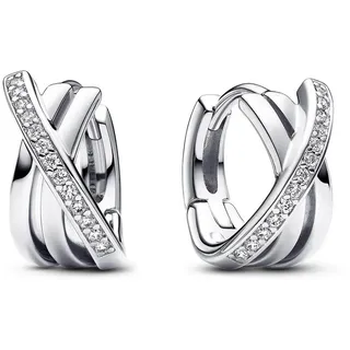 Pandora Creolen Überkreuztes Pavé Silber 293150C01