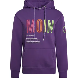 Zwillingsherz Sweatshirt, mit aufgesticktem „Moin“-Schriftzug in Neonfarben Zwillingsherz lila