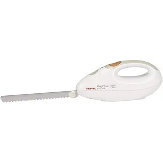 Rowenta Tefal Elektrisches Messer, 100 Watt, Edelstahlklinge, geeignet für Tiefkühl-Gut, Elektromesser in weiß/greige, 8523.31
