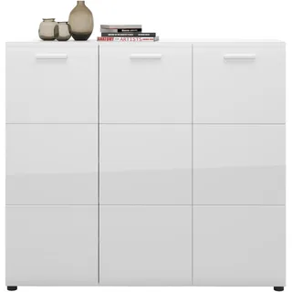 Schuhkommode LIVING CHARM "Merano", weiß, B:134,8cm H:120cm T:36cm, Holzwerkstoff, MDF, PVC, Sideboards, Schuhkommode, Breite ca. 135 cm