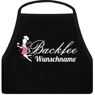 Shirtoo Backschürze personalisiertbar als Geschenkidee für Hobby Köchinnen - Küchenschürze lustigem Motiv Backfee und Wuschnamen